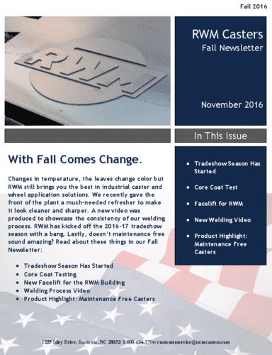 Front-page of an RWM Casters Fall 2016 newsletter.