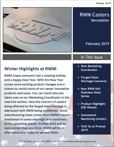 Front-page of the RWM Casters Winter 2019 Newsletter. 